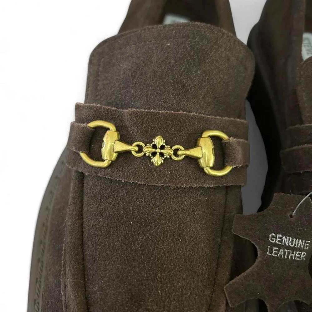 Steve Madden Marleigh Bit Brown Suede Lug Sole Loafers Womens 10M MYKAHMYKH01S1
